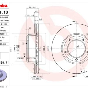 Disc frana LAND ROVER DEFENDER Cabrio (L316) 2.4 Td4 4x4 (L317) diesel 122 cai BREMBO 09.5488.11
