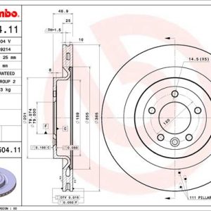 Disc frana LAND ROVER DEFENDER Station Wagon (L663) D240 SD4 4x4 diesel 241 cai BREMBO 09.B504.11