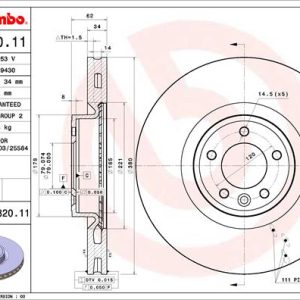 Disc frana LAND ROVER DEFENDER Station Wagon (L663) D240 SD4 4x4 diesel 241 cai BREMBO 09.C820.11