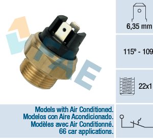 Comutator temperatura ventilator radiator LAND ROVER DEFENDER Cabrio (L316) 2.5 TDI 4x4 (L316) diesel 113 cai FAE 36280
