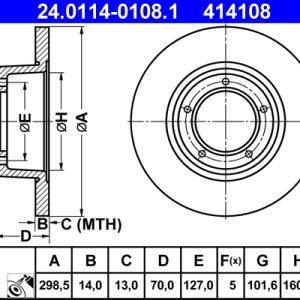 Disc frana LAND ROVER DEFENDER Cabrio (L316) 2.2 Td4 4x4 (L317) diesel 122 cai ATE 24.0114-0108.1