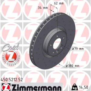 Disc frana LAND ROVER DEFENDER Station Wagon (L663) P400 I6 MHEV 4x4 benzina/elector 400 cai ZIMMERMANN 450.5212.52