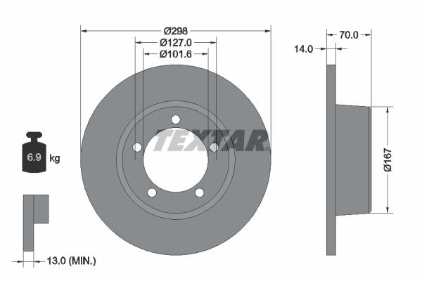 Disc frana LAND ROVER DEFENDER Cabrio (L316) 2.5 TDI 4x4 (L316) diesel 113 cai TEXTAR 92040600