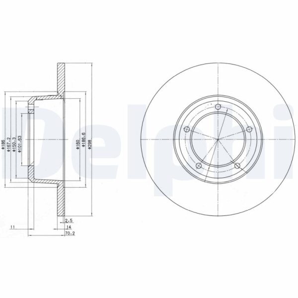 Disc frana LAND ROVER DEFENDER Cabrio (L316) 2.4 Td4 4x4 (L317) diesel 122 cai DELPHI BG2297