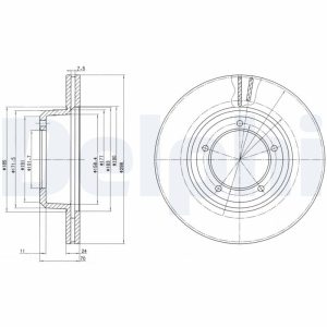 Disc frana LAND ROVER DEFENDER Cabrio (L316) 2.4 Td4 4x4 (L317) diesel 122 cai DELPHI BG2612C