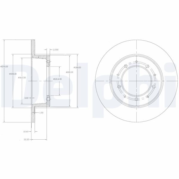 Disc frana LAND ROVER DEFENDER Cabrio (L316) 2.2 Td4 4x4 (L317) diesel 122 cai DELPHI BG2799