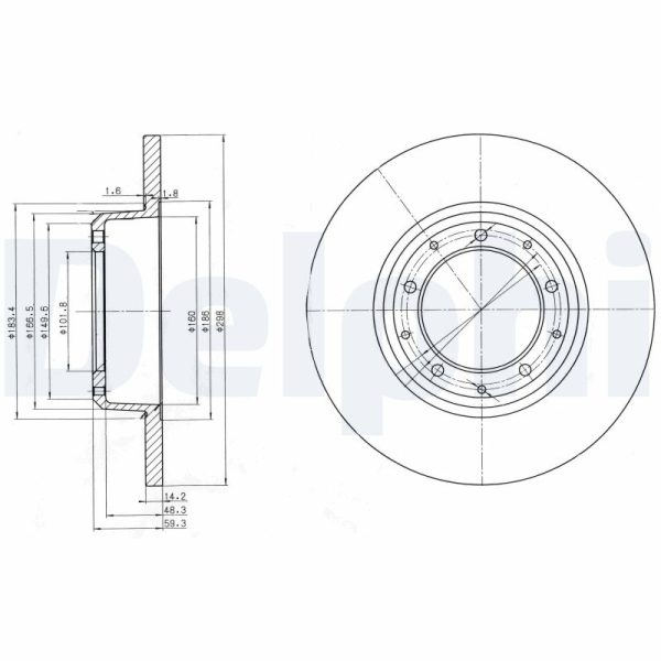Disc frana LAND ROVER DEFENDER Cabrio (L316) 2.5 D 4x4 (L316) diesel 69 cai DELPHI BG3982C