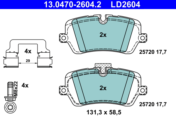 Placute frana LAND ROVER DEFENDER Station Wagon (L663) D240 SD4 4x4 diesel 241 cai ATE 13.0470-2604.2