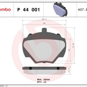 Placute frana LAND ROVER DEFENDER Station Wagon (L316) 2.5 Td5 4x4 (L316) diesel 122 cai BREMBO P 44 001