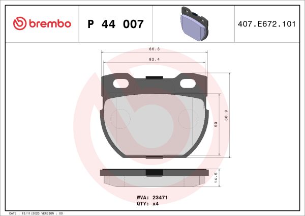 Placute frana LAND ROVER DEFENDER Station Wagon (L316) 3.9 V8 4x4 (L316) benzina 185 cai BREMBO P 44 007