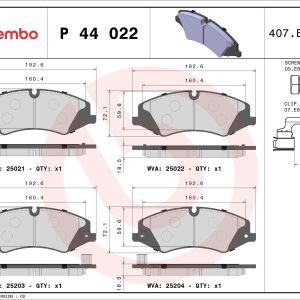 Placute frana LAND ROVER DEFENDER Van (L663) 2.0 P400e Hybrid 4x4 benzina/elector 404 cai BREMBO P 44 022