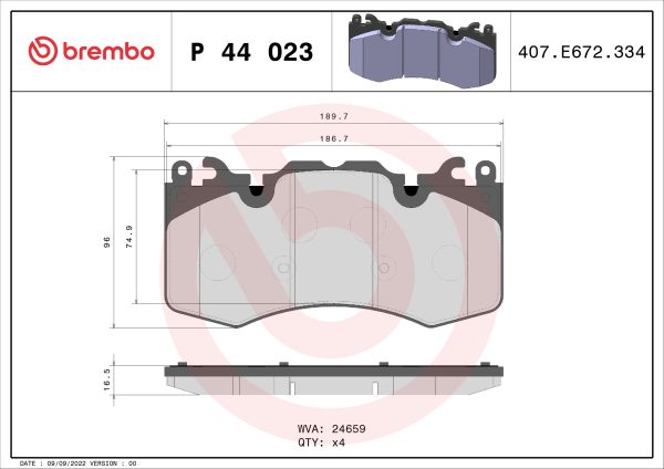 Placute frana LAND ROVER DEFENDER Station Wagon (L663) P500 4x4 benzina 500 cai BREMBO P 44 023