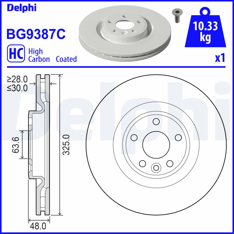 Disc frana DELPHI BG9387C LAND ROVER RANGE ROVER VELAR (L560) 2,993 cmc (306DT(TDV6) diesel 300 DELPHI BG9387C