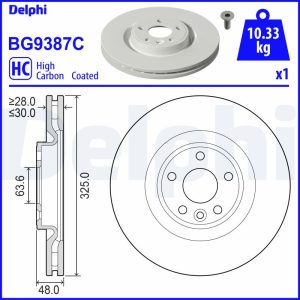 Disc frana DELPHI BG9387C LAND ROVER RANGE ROVER VELAR (L560) 2,995 cmc (306PS(AJ126) benzina 340 DELPHI BG9387C