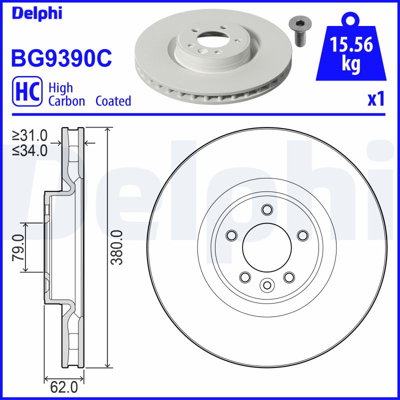 Disc frana DELPHI BG9390C LAND ROVER RANGE ROVER IV (L405) 1,997 cmc (PT204(AJ20P4) benzina/elector 404 DELPHI BG9390C