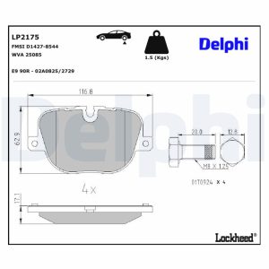 Set placute frana DELPHI LP2175 LAND ROVER RANGE ROVER III (L322) 4,367 cmc (448DT(DITC) diesel 313 DELPHI LP2175