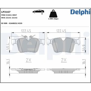 Set placute frana DELPHI LP3167 LAND ROVER RANGE ROVER EVOQUE Cabriolet (L538) 1,999 cmc (204DTA(AJ20D4) diesel 241 DELPHI LP3167