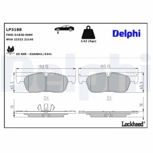 Set placute frana DELPHI LP3188 LAND ROVER RANGE ROVER VELAR (L560) 2,993 cmc (306DT(TDV6) diesel 275 DELPHI LP3188