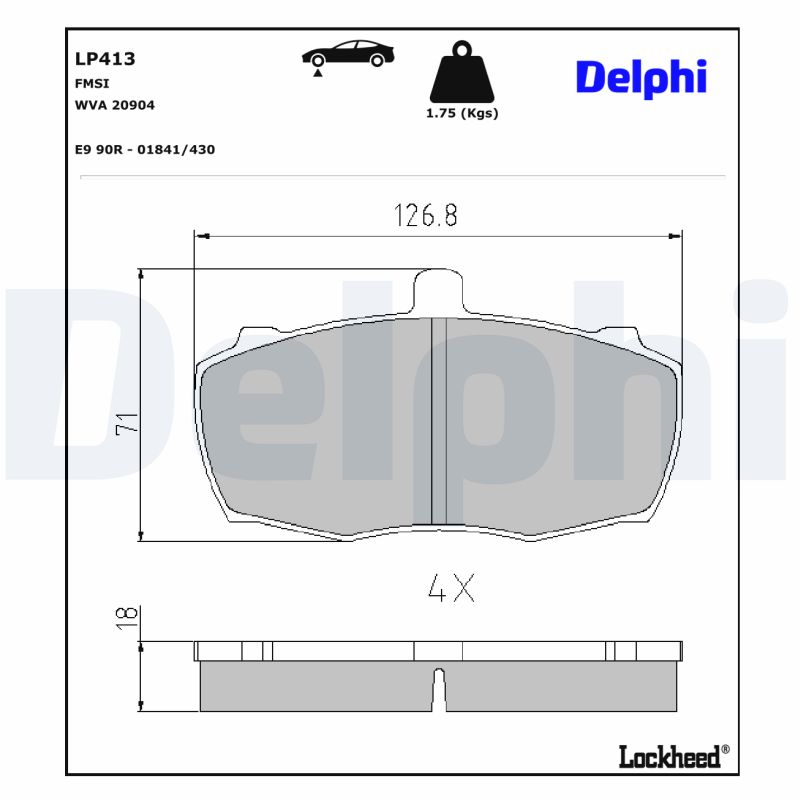 Set placute frana DELPHI LP413 LAND ROVER 110/127 (LDH) 3,528 cmc (15G) benzina 133 DELPHI LP413