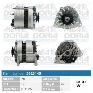 Alternator MEAT DORIA 5525145 LAND ROVER DISCOVERY I (LJ) 3,531 cmc (22 D) benzina 154 MEAT DORIA 5525145