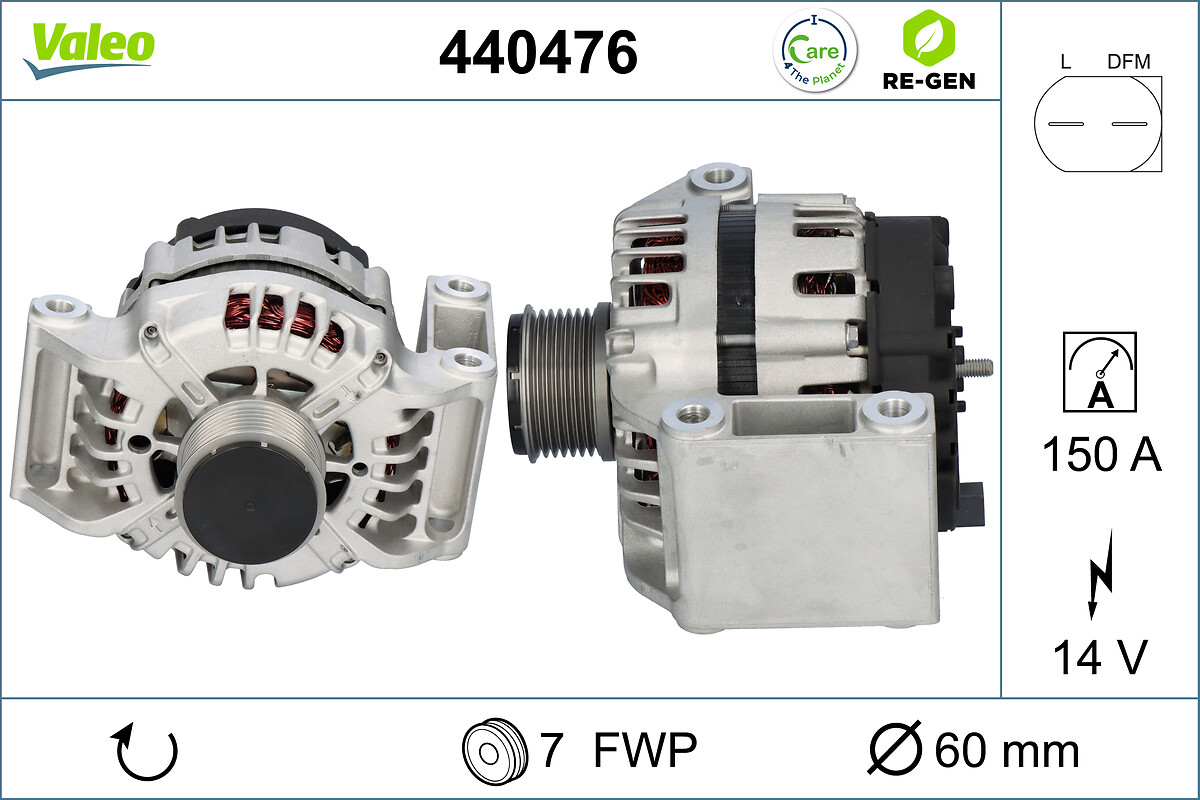 Alternator VALEO 440476 LAND ROVER DEFENDER Cabrio (L316) 2,402 cmc (DT244(PUMA) diesel 122 VALEO 440476