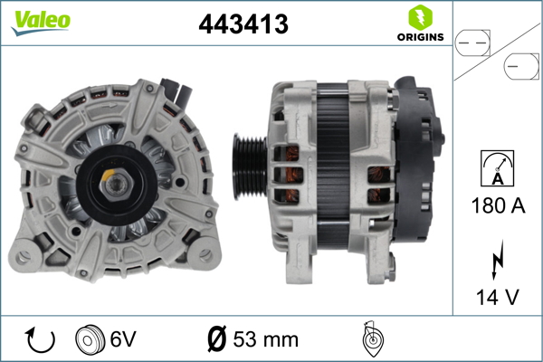 Alternator VALEO 443413 LAND ROVER RANGE ROVER EVOQUE (L551) 1,997 cmc (204DTY(AJ20D4) diesel 163 VALEO 443413