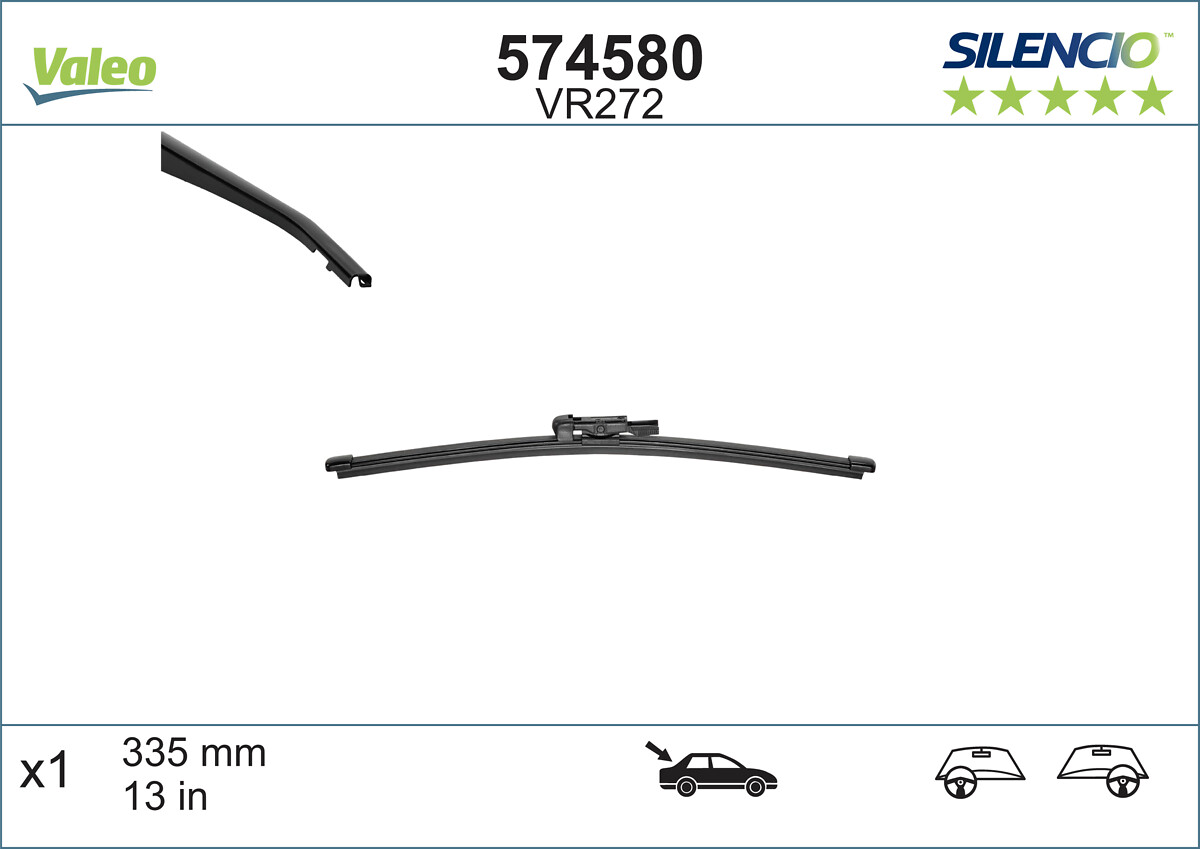 Lamela stergator VALEO 574580 LAND ROVER RANGE ROVER VELAR (L560) 1,997 cmc (PT204(AJ20P4) benzina 250 VALEO 574580