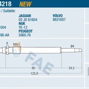 Bujie incandescenta FAE 74218 LAND ROVER RANGE ROVER III (L322) 3,628 cmc (368DT(LION) diesel 272 FAE 74218
