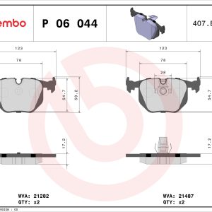 Set placute frana BREMBO P 06 044 LAND ROVER RANGE ROVER III (L322) 2,926 cmc (306D1(M57D30) diesel 177 BREMBO P 06 044