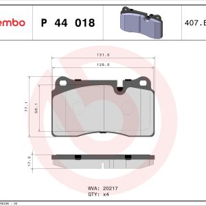 Set placute frana BREMBO P 44 018 LAND ROVER RANGE ROVER III (L322) 2,926 cmc (306D1(M57D30) diesel 177 BREMBO P 44 018
