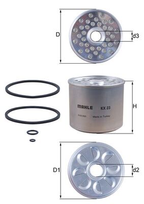 Filtru combustibil MAHLE ORIGINAL KX 23D LAND ROVER 110/127 (LDH) 2,495 cmc (12 J) diesel 69 MAHLE ORIGINAL KX 23D