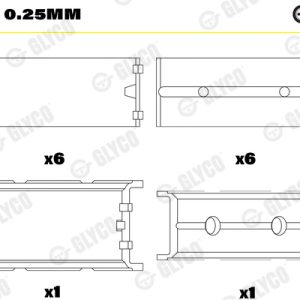 Cuzineti arbore cotit GLYCO H023/7 0.25mm LAND ROVER RANGE ROVER II (P38A) 2,497 cmc (25 6T (BMW) diesel 136 GLYCO H023/7 0.25mm