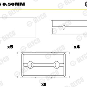 Cuzineti arbore cotit GLYCO H1018/5 0.50mm LAND ROVER DEFENDER Cabrio (L316) 2,402 cmc (DT244(PUMA) diesel 122 GLYCO H1018/5 0.50mm