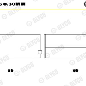 Cuzineti arbore cotit GLYCO H1057/5 0.30mm LAND ROVER FREELANDER 2 (L359) 2,179 cmc (DW12BTED4, 224DT(DW12BTED4) diesel 150 GLYCO H1057/5 0.30mm