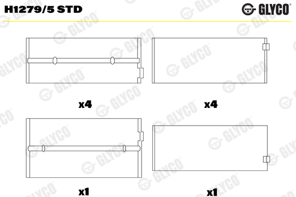 Cuzineti arbore cotit GLYCO H1279/5 STD LAND ROVER 110/127 (LDH) 2,494 cmc (19 J) diesel 86 GLYCO H1279/5 STD