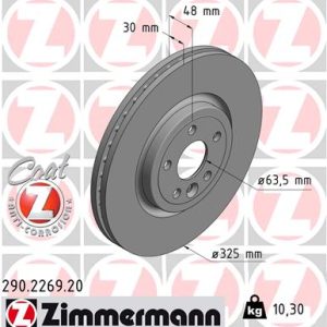 Disc frana ZIMMERMANN 290.2269.20 LAND ROVER RANGE ROVER VELAR (L560) 2,993 cmc (306DT(TDV6) diesel 275 ZIMMERMANN 290.2269.20