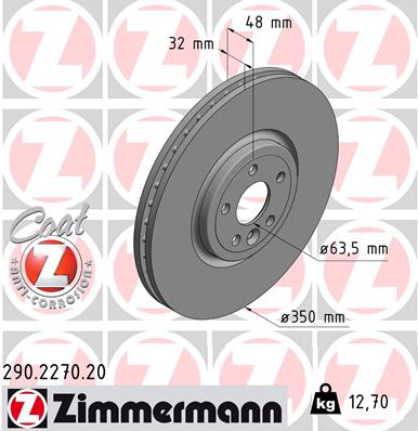 Disc frana ZIMMERMANN 290.2270.20 LAND ROVER RANGE ROVER VELAR (L560) 1,997 cmc (PT204(AJ20P4) benzina 300 ZIMMERMANN 290.2270.20