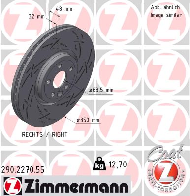 Disc frana ZIMMERMANN 290.2270.55 LAND ROVER RANGE ROVER VELAR (L560) 2,993 cmc (306DT(TDV6) diesel 300 ZIMMERMANN 290.2270.55