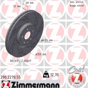 Disc frana ZIMMERMANN 290.2270.55 LAND ROVER RANGE ROVER VELAR (L560) 1,997 cmc (PT204(AJ20P4) benzina 250 ZIMMERMANN 290.2270.55