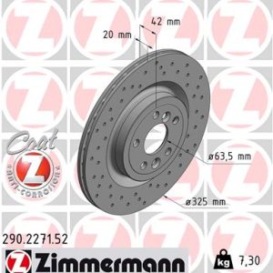 Disc frana ZIMMERMANN 290.2271.52 LAND ROVER DISCOVERY SPORT (L550) 1,999 cmc (204PT(GTDI) benzina 241 ZIMMERMANN 290.2271.52