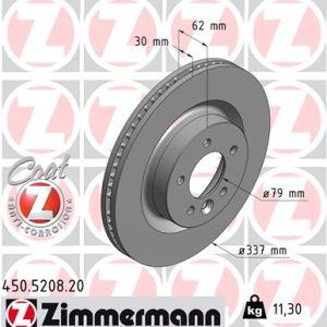Disc frana ZIMMERMANN 450.5208.20 LAND ROVER RANGE ROVER SPORT I (L320) 4,394 cmc (448PN(AJV8) benzina 299 ZIMMERMANN 450.5208.20