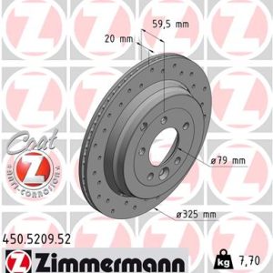 Disc frana ZIMMERMANN 450.5209.52 LAND ROVER DISCOVERY IV (L319) 2,995 cmc (306PS(AJ126) benzina 340 ZIMMERMANN 450.5209.52