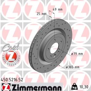 Disc frana ZIMMERMANN 450.5216.52 LAND ROVER DISCOVERY V (L462) 2,995 cmc (306PS(AJ126) benzina 340 ZIMMERMANN 450.5216.52