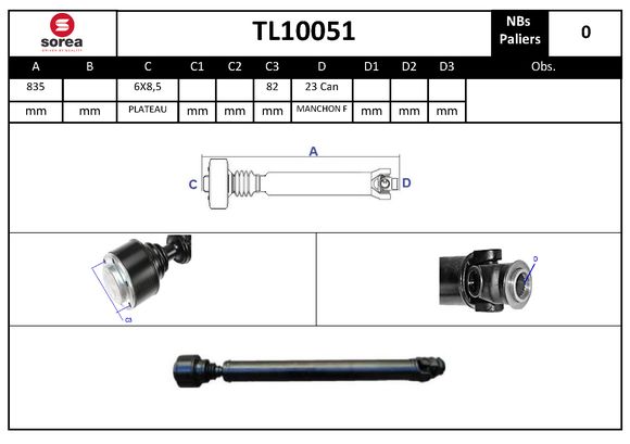 Ax cardanic antrenarea arborelui EAI TL10051 LAND ROVER FREELANDER I Soft Top (L314) 1,994 cmc (20 T2N) diesel 98 EAI TL10051