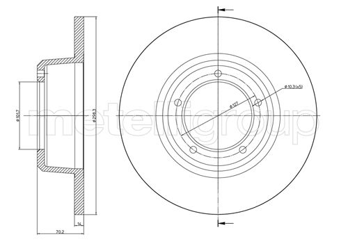 Disc frana METELLI 23-0422 LAND ROVER RANGE ROVER I 2,498 cmc (95 A) diesel 121 METELLI 23-0422