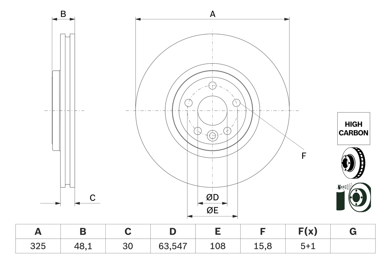 Disc frana BOSCH 0 986 479 G32 LAND ROVER RANGE ROVER VELAR (L560) 2,993 cmc (306DT(TDV6) diesel 300 BOSCH 0 986 479 G32