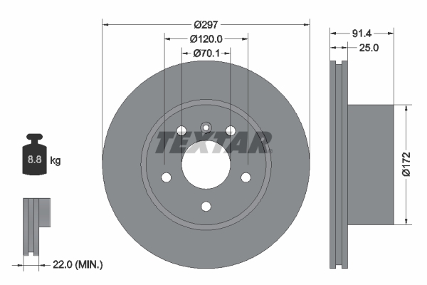 Disc frana TEXTAR 92129700 LAND ROVER DISCOVERY II (L318) 3,947 cmc (35 D, 56 D, 94 D) benzina 185 TEXTAR 92129700
