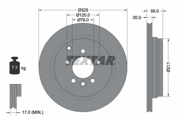 Disc frana TEXTAR 92147603 LAND ROVER DISCOVERY IV (L319) 2,993 cmc (306DT(TDV6) diesel 256 TEXTAR 92147603