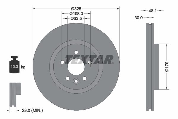 Disc frana TEXTAR 92300505 LAND ROVER RANGE ROVER VELAR (L560) 2,993 cmc (306DT(TDV6) diesel 275 TEXTAR 92300505