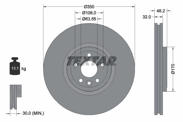 Disc frana TEXTAR 92308205 LAND ROVER RANGE ROVER VELAR (L560) 1,997 cmc (PT204(AJ20P4) benzina 300 TEXTAR 92308205